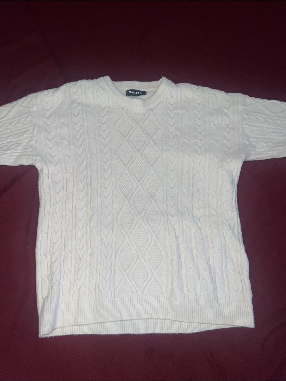 VAMTAC Men's Cream Cable Knit Sweater Size Large